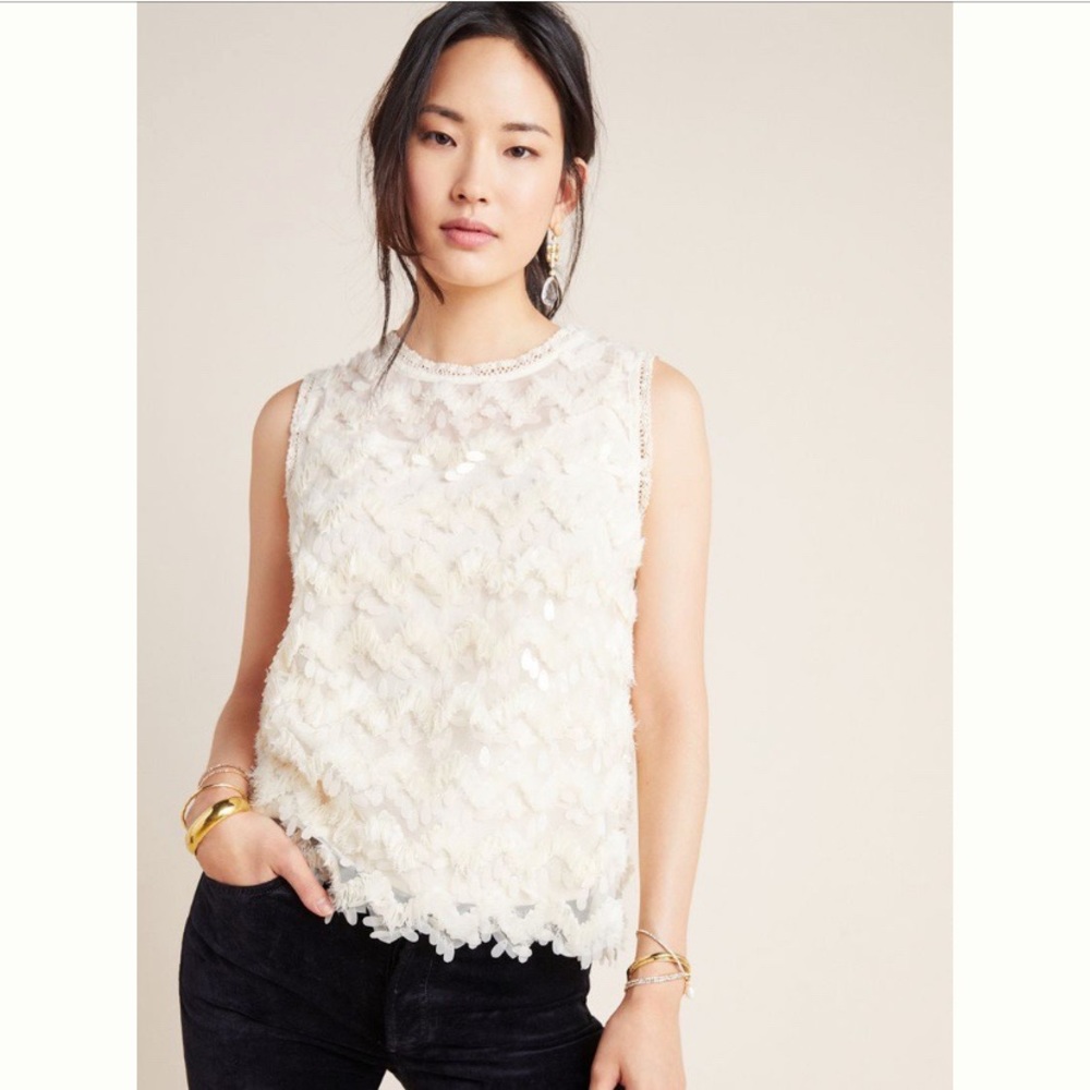 Anthropologie Regan Sequined Chevron Tank NWT S